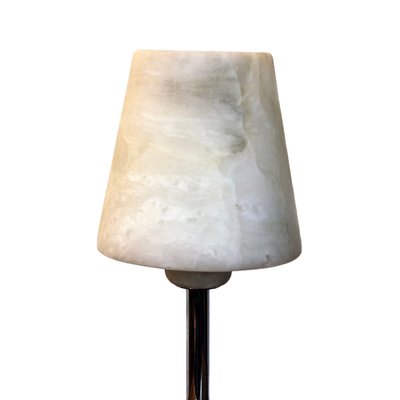 Chromed Metal and Alabaster Table Lamp, Spain, 1980s-CQZ-1702235