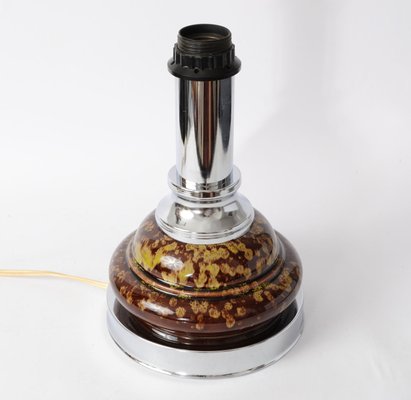 Chromed Metal and Brown Ceramic Table Lamp from Massive Lighting, 1970s-IXK-1057164