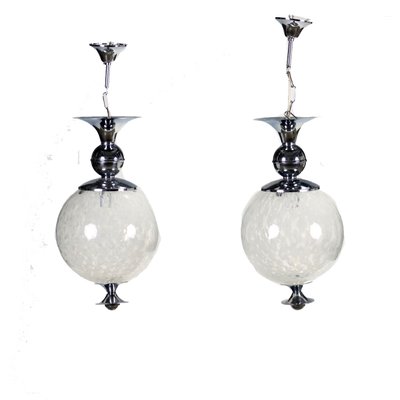 Chromed Metal and Glass Lamps, Italy, 1960s, Set of 2-VMM-1004911