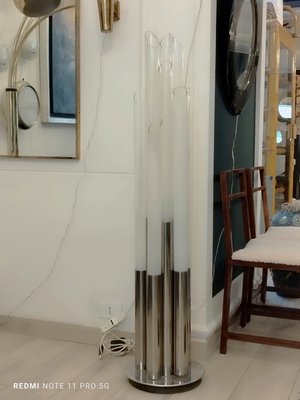 Chromed Metal and Murano Glass Floor Lamp, Italy, 1970s-YUW-1734474