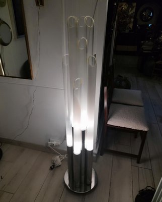 Chromed Metal and Murano Glass Floor Lamp, Italy, 1970s-YUW-1734474