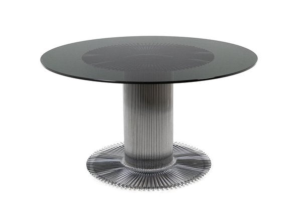 Chromed Metal and Smoked Glass Table, 1970s-CEJ-1065968