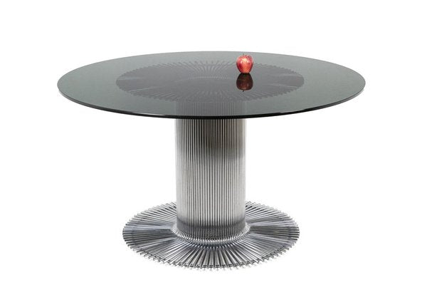 Chromed Metal and Smoked Glass Table, 1970s-CEJ-1065968