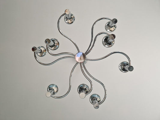 Chromed Metal Chandelier by G. Sciolari for Massive, 1970s