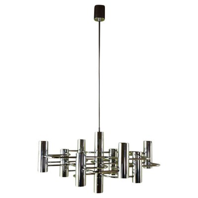 Chromed Metal Chandelier with 13 Light Sources by Gaetano Sciolari-JG-1239387