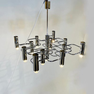 Chromed Metal Chandelier with 13 Light Sources by Gaetano Sciolari-JG-1239387