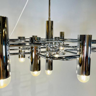 Chromed Metal Chandelier with 13 Light Sources by Gaetano Sciolari-JG-1239387