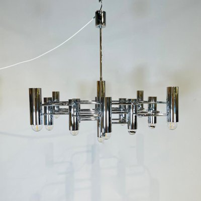 Chromed Metal Chandelier with 13 Light Sources by Gaetano Sciolari-JG-1239387