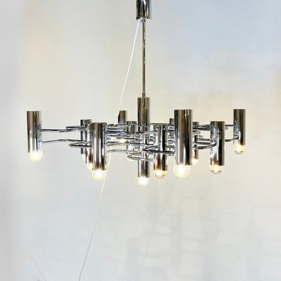 Chromed Metal Chandelier with 13 Light Sources by Gaetano Sciolari-JG-1239387