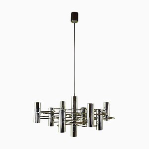 Chromed Metal Chandelier with 13 Light Sources by Gaetano Sciolari-JG-1239387