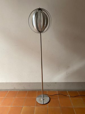 Chromed Metal Floor Lamp with Adjustable Lampshade attributed to Verner Panton, 1970s-TKR-1703469