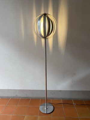 Chromed Metal Floor Lamp with Adjustable Lampshade attributed to Verner Panton, 1970s-TKR-1703469