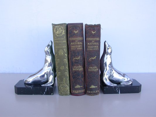 Chromed Metal Seal Bookends, 1930s, Set of 2-CNH-1803018