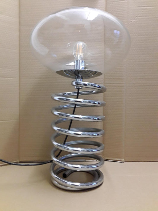 Chromed Metal Spiral Table Lamp by Ingo Maurer for M-Design, 1970s