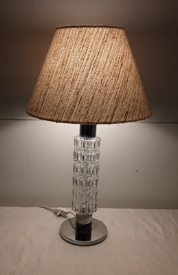 Chromed Metal Table Lamp with Relief Glass, 1970s-HOI-838137