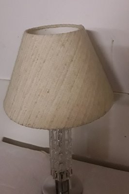 Chromed Metal Table Lamp with Relief Glass, 1970s-HOI-838137