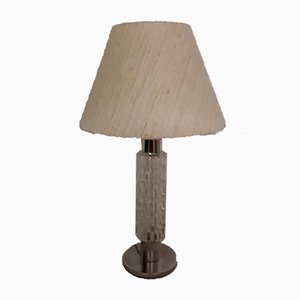 Chromed Metal Table Lamp with Relief Glass, 1970s-HOI-838137