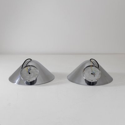 Chromed Metal Wall Lamps, 1970s, Set of 2-SXX-1740200