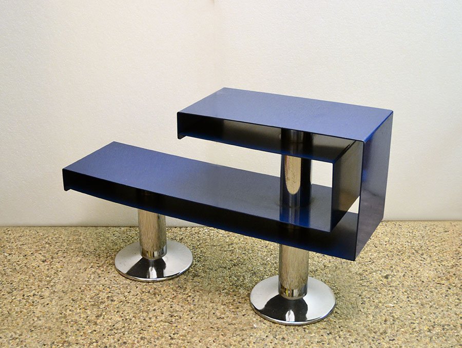 Chromed & Painted Blue Metal Entrance Set from Allegri Arredamenti Metallici, 1970s, Set of 5