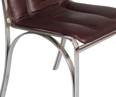 Chromed Steel and Soft Leather Dining Chairs by Gastone Rinaldi, 1960s, Set of 4-NJV-771385