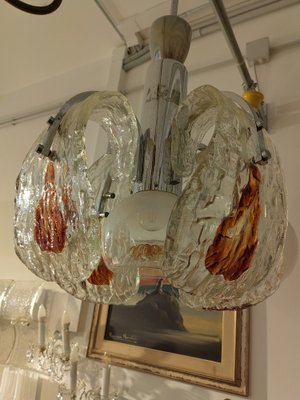 Chromed Steel Chandelier with Puffed Glass from Mazzega, 1970-ZFY-1793827