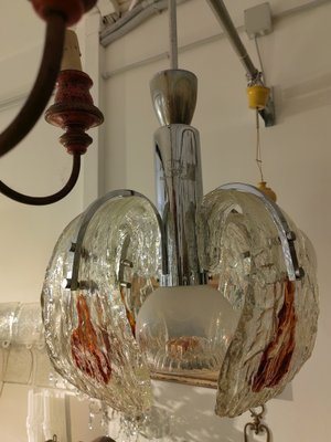 Chromed Steel Chandelier with Puffed Glass from Mazzega, 1970-ZFY-1793827