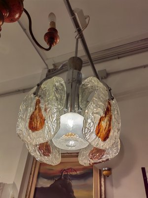 Chromed Steel Chandelier with Puffed Glass from Mazzega, 1970-ZFY-1793827