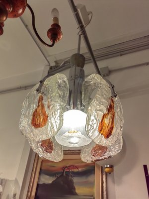 Chromed Steel Chandelier with Puffed Glass from Mazzega, 1970-ZFY-1793827