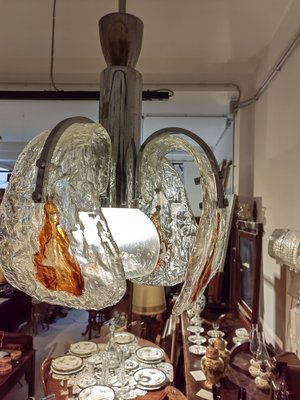 Chromed Steel Chandelier with Puffed Glass from Mazzega, 1970-ZFY-1793827