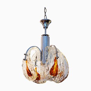 Chromed Steel Chandelier with Puffed Glass from Mazzega, 1970-ZFY-1793827