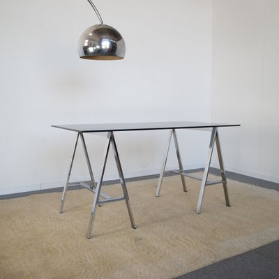 Chromed Steel Desk with Crystal Top, 1970s-JQO-1320706