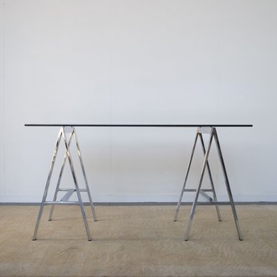 Chromed Steel Desk with Crystal Top, 1970s-JQO-1320706