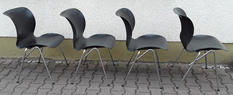 Chromed Steel Dining Chairs from Fritz Hansen, 1993, Set of 4-HOI-820116