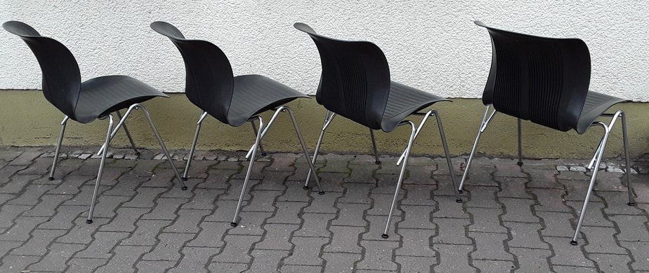 Chromed Steel Dining Chairs from Fritz Hansen, 1993, Set of 4-HOI-820116