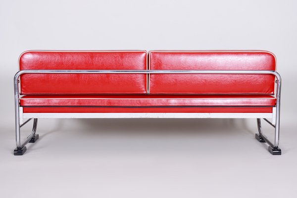 Chromed Steel Sofa attributed to Slezak Factories, 1930s-WHY-1767446