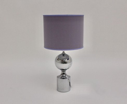 Chromed Table Lamps with Lavender Chintz Shades, 1960s, Set of 2-NB-852970