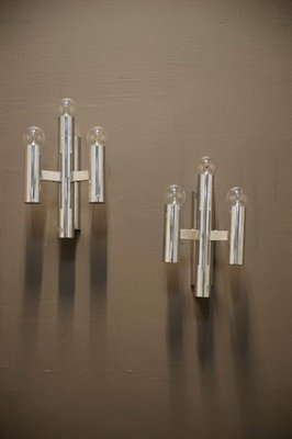 Chromed Wall Lights, 1970s, Set of 2-BA-1365724