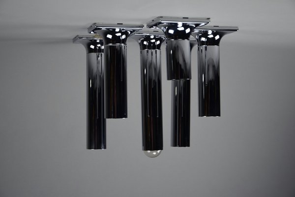 Chroome Ceiling Lamps attributed to Rolf Krüger for Staff, 1960s, Set of 6-IEI-1751945