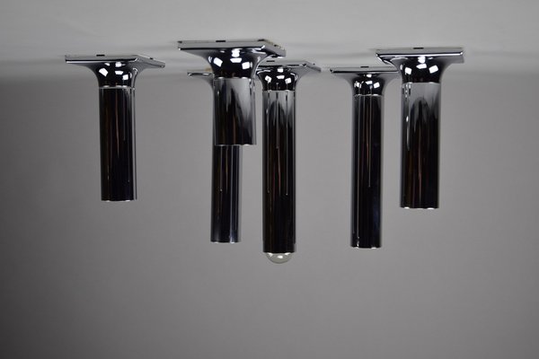 Chroome Ceiling Lamps attributed to Rolf Krüger for Staff, 1960s, Set of 6-IEI-1751945