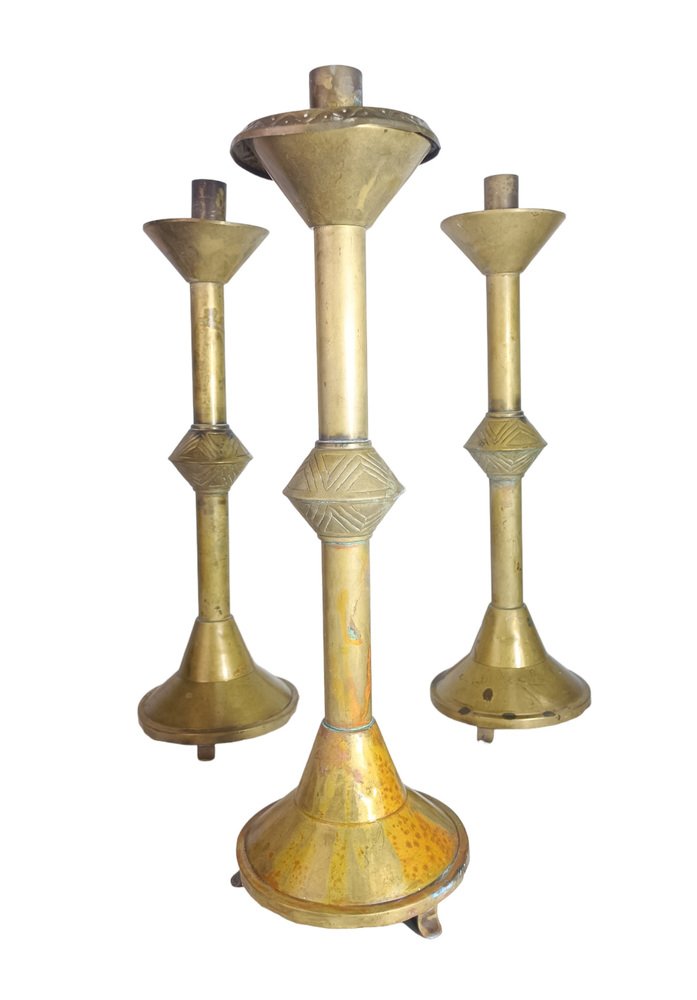 Church Altar Candleholders, Set of 3