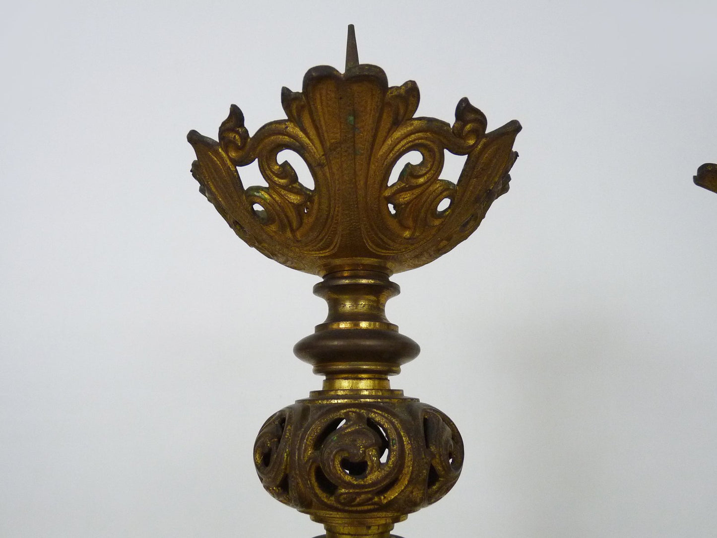 Church Candleholders in Gilded Bronze, 19th Century, Set of 2