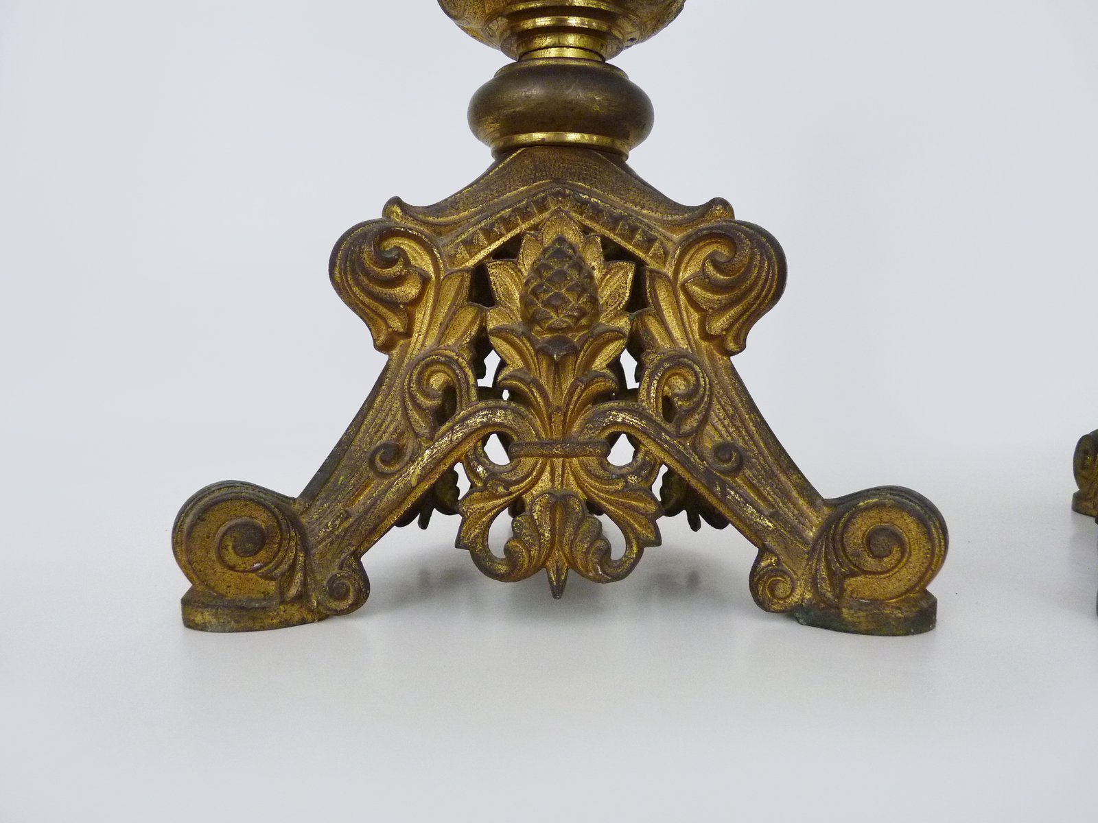 Church Candleholders in Gilded Bronze, 19th Century, Set of 2