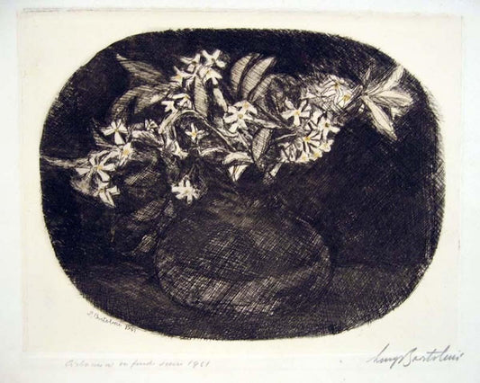 Ciclamini su Fondo Scuro - Etching by Luigi Bartolini - 1941 1941