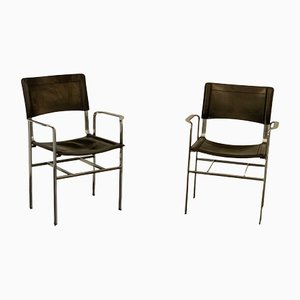 Cidue Armchairs in Steel and Leather from Cidue, Set of 2-IJR-1183428