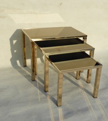 Cigogne Nesting Tables from Belgo Chrom / Dewulf Selection, 1970s, Set of 3-AWL-777212