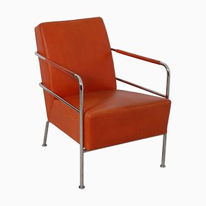 Cinema Chair in Patinated Cognac Leather with Chrome Frame by Gunilla Allard-MTD-1400543