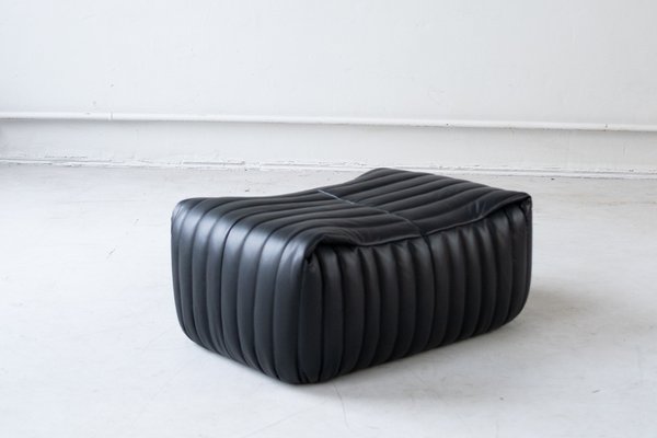 Cinna Ligne Roset Black Leather Ottoman attributed to Annie Hieronimus, 1973-IXA-1789883