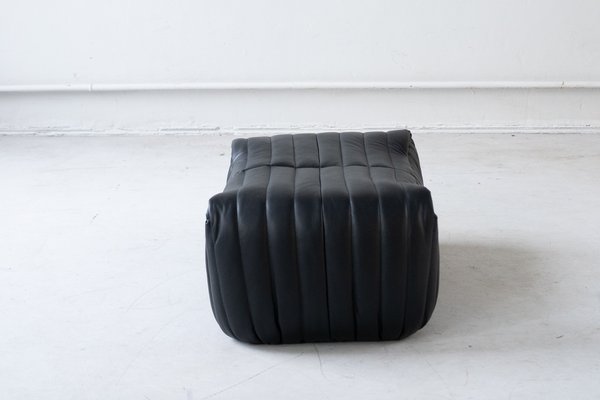 Cinna Ligne Roset Black Leather Ottoman attributed to Annie Hieronimus, 1973-IXA-1789883