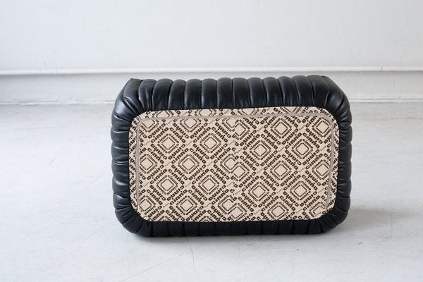 Cinna Ligne Roset Black Leather Ottoman attributed to Annie Hieronimus, 1973-IXA-1789883