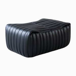 Cinna Ligne Roset Black Leather Ottoman attributed to Annie Hieronimus, 1973-IXA-1789883